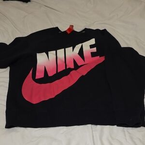 Nike Black and Pink Crewneck Sweater